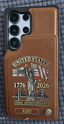 Customer photo review of 250th Anniversary - Personalized Wallet Phone Case