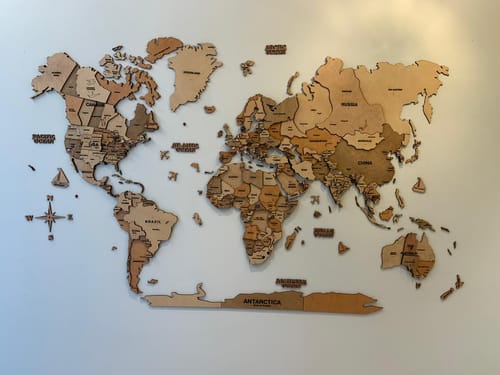 Customer photo review of 3D Wooden World Map Multicolor
