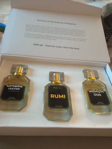 Customer's OUD Supreme BUNDLE of three fragrance bottles displayed inside their white presentation box.