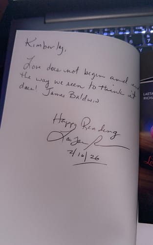 Customer photo review of Autographed Copy -“LOVE SAW IT”- by LAETANIA RICHARDSON