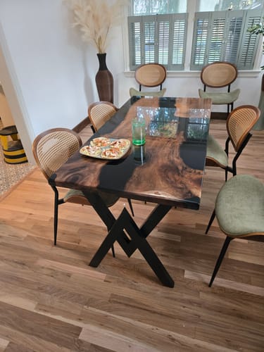 Customer photo review of Epoxy Dining Table - Live Edge Black River Table