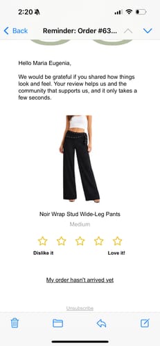 Customer photo review of Noir Wrap Stud Wide-Leg Pants