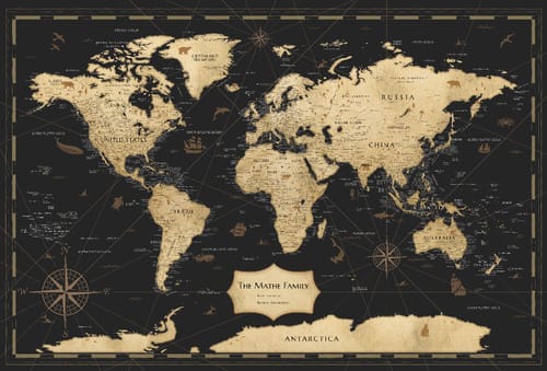 Customer photo review of Pinnable World Journey Map • Rustic Gold