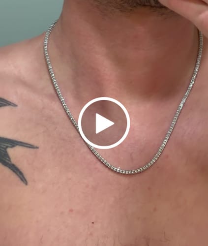 Customer video review of 14k White Gold Moon Iced Chain (3.3MM - 22" inches) JTJ™