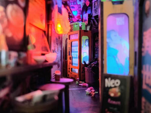 Customer photo review of Neo Ramen MiniAlley – A Cyberpunk DIY Diorama Booknook (Ship Early FEB 2026)