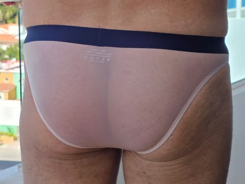 Customer photo review of Men's Ultra Thin Ice Silk See-through Briefs