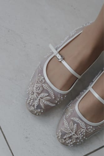 Customer photo review of Christine Beaded Mesh Ballet Flats