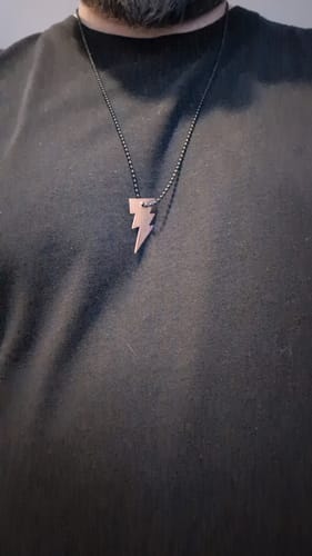 Customer photo review of DRUM CYMBAL BALL & CHAIN NECKLACE - LIGHTNING BOLT