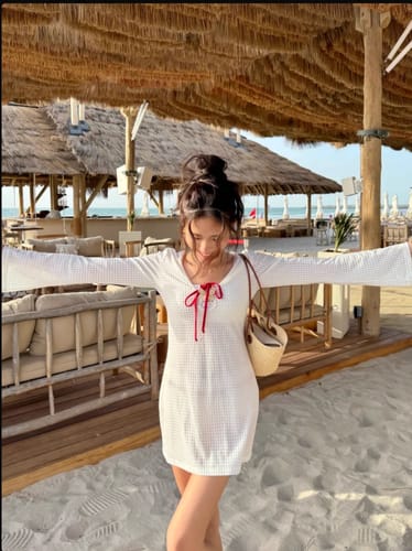 Customer photo review of Atlantic Beach | Sorrento Waffle-Knit Cover-Up Dress