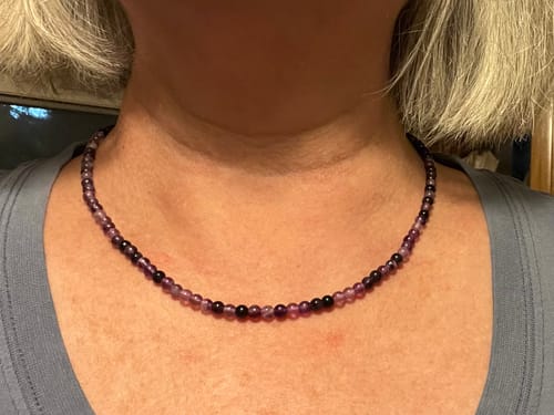Customer photo review of Purple Fluorite Beaded Necklace Mini