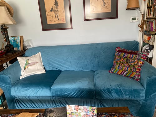 Customer photo review of Pet Proof Velvet Sofa Cover - Non-Slip, Machine Washable