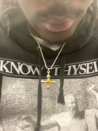Customer photo review of 2-Tone Tiger's Eye Cross Pendant Necklace
