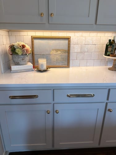 Customer photo review of Round Drawer Pulls with Backplate - Unlacquered Polished Brass