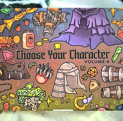 Customer's colorful, illustrated box for the Choose Your Character Pack Vol 4.
