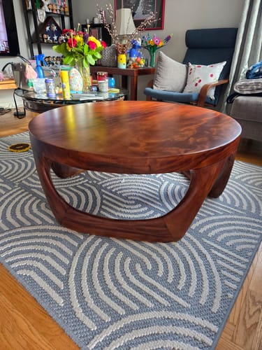 Customer photo review of Mid Century Solid Wood Low Coffee Table For Holiday Entryway Decor