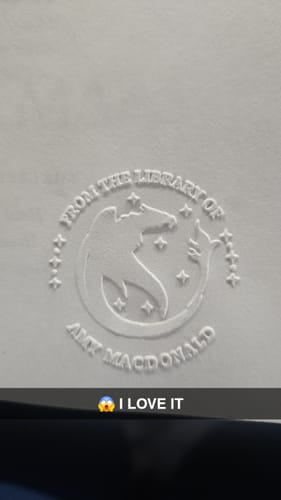 Customer photo review of My Book Embosser – Custom Book Embosser