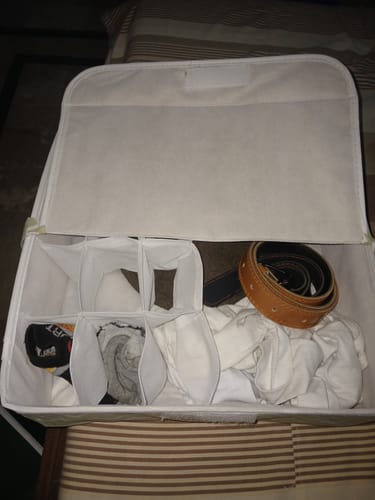 Customer photo review of Qoolish Pack of 1 Undergarments White Stripes Organizer Box with Lid
