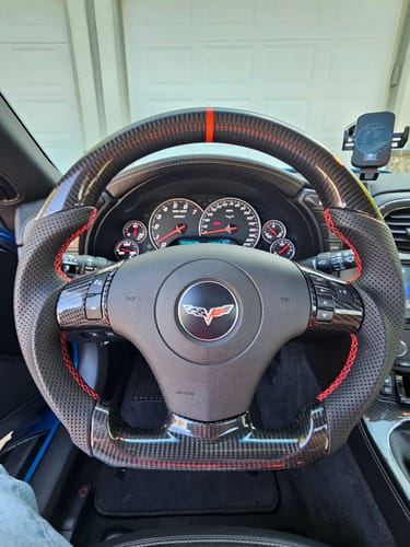 Customer photo review of Genuine Carbon Fiber Steering Wheel With Button Trim For C6 Corvette 2006-2011