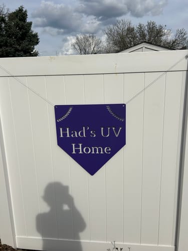 Customer photo review of Custom Metal Baseball Homeplate Wall Art - Metal Sports Sign - 20+ Color Options