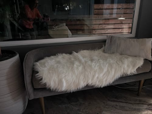 Customer photo review of Luxurious Faux Sheepskin Rug | Washable – Pet-Proof & Stain-Resistant Fluffy Shag Rug for Bedroom & Nursery