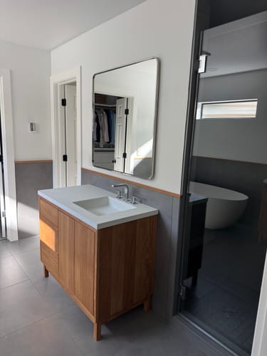 Customer photo review of 42" Modern Wood Vanity / Offset Single Sink