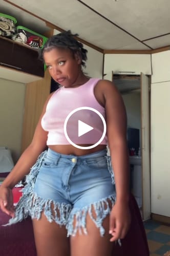 Customer video review of Fringed High Waist Denim Shorts