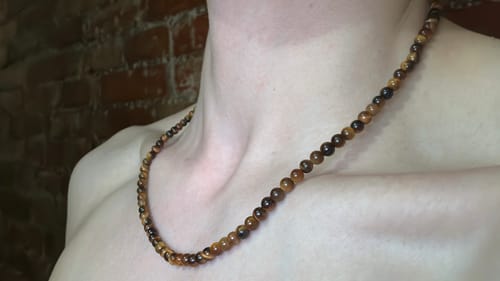 Customer photo review of Tiger Eye Beaded Necklace Mini