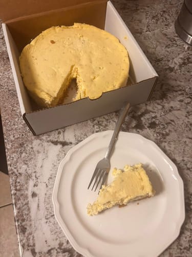 Customer photo review of Key Lime Cheesecake