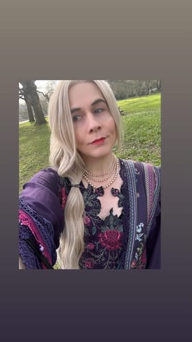 Customer photo review of MARIA B- Embroidered Twill Linen Suit MPT-2805-B