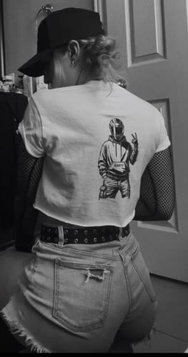 Customer photo review of Rider Peace Sign Tee