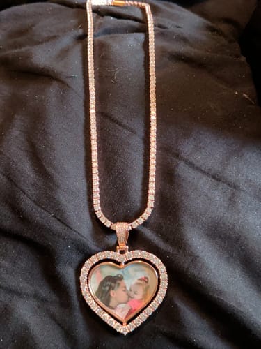 Customer photo review of Diamond Custom Image Heart Pendant