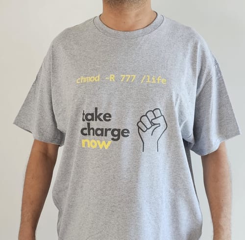 Customer photo review of Take charge now T-Shirt