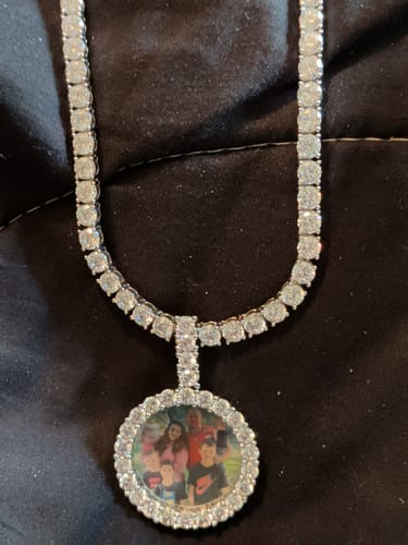 Customer photo review of Diamond Custom Image Circle Pendant