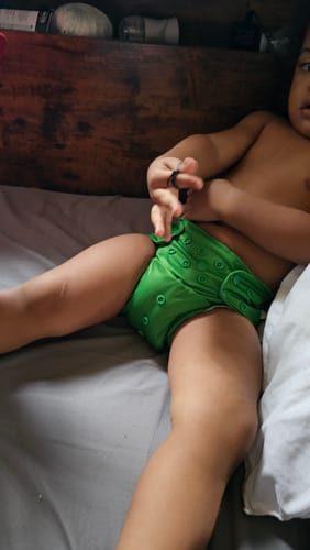 Customer photo review of Solid Color: Essentials Pocket Cloth Diaper with Athletic Wicking Jersey, Grows with your Baby