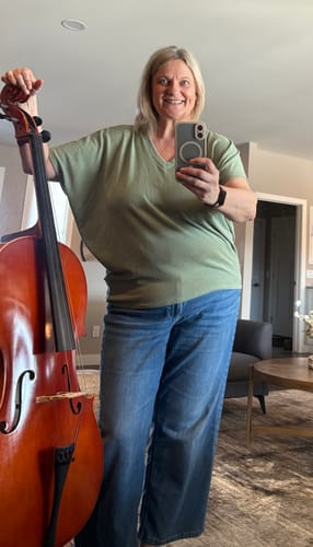 Customer photo review of Jolie Slouchy Dolman Tee (Sage)