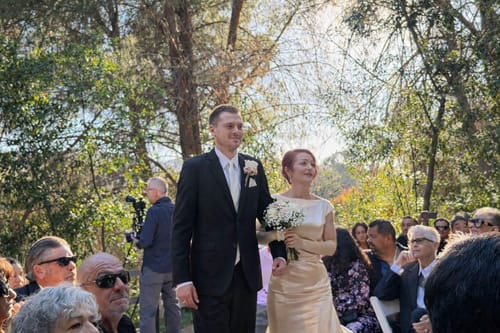 Customer photo review of Satin Scoop Buttons Trumpet Mermaid Wedding Dress