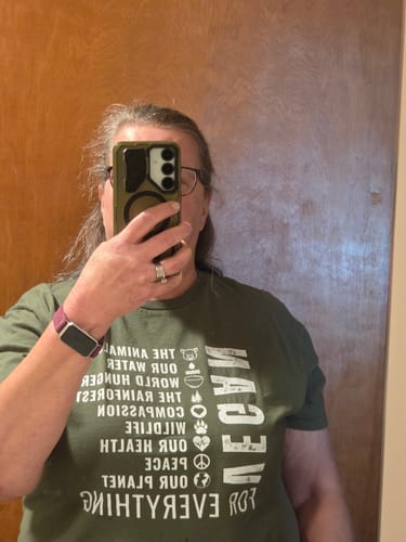 Customer photo review of Vegan For Everything Shirt | Activist Vegan Tee