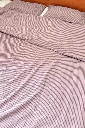 Customer photo review of Vintage Purple Striped Duvet Cover Set