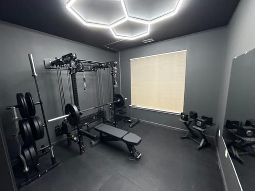 Customer photo review of Major Fitness F35 All-In-One Home Gym Wall-Mount Folding Power Rack