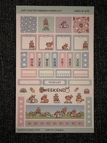 Reviewer's Capy Easter Hobonichi Weeks Kit, a pastel sticker sheet with cute capybaras for planning.