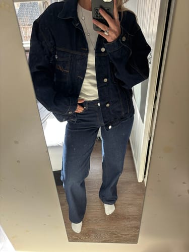 Customer photo review of LOGO STITCH DENIM JACKET INDIGO