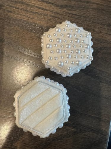 Customer photo review of Custom Pearl Ring Box - Hexagon