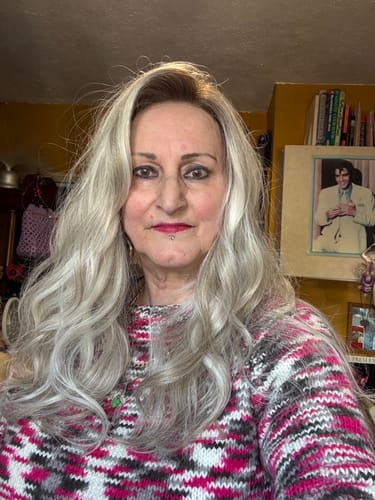 Customer photo review of JBEXTENSION 22 Inches Long Ash Blonde Pre-Cut Snowflake Lace Frontlace Glueless Wig TERESA LONG ASH BLONDE【PERMATEASE】【BENDY EAR TABS】- M/L
