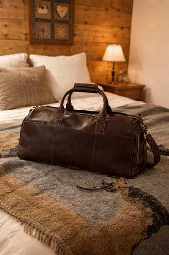 Customer photo review of Men's Leather Duffle Bag - Convertible