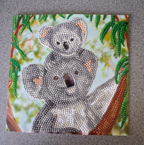 Customer photo review of "Koala Cuddles" Crystal Art Card 18x18cm