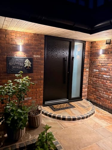 Customer photo review of 12W LED Interior / Exterior Wall Light Up Down Front Opal Diffuser IP65 Black Aluminum, 1.5M Pre-wired cable