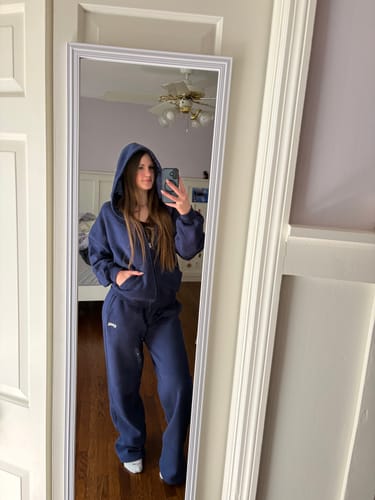 Customer photo review of Pre-Order Navy Blue Satin Hoodie Set