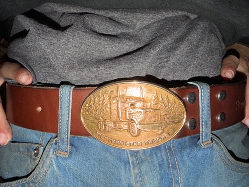 Customer photo review of The Man Belt – 1¾″ Heavy-Duty Leather Work Belt (Rich Brown)