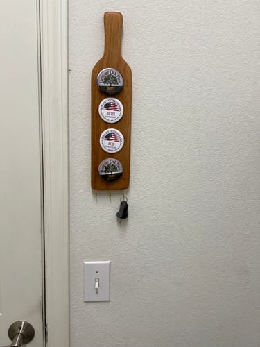 Customer photo review of 16x4" Four Glencairn Whisky Glass Flight Board Acrylic Router Template