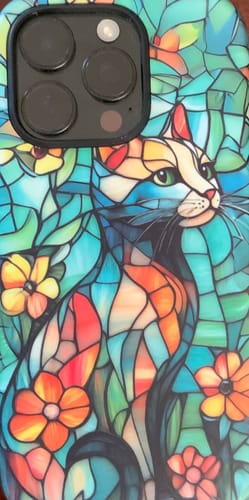 Customer photo review of Elegant Cat Stained Glass Phone Case